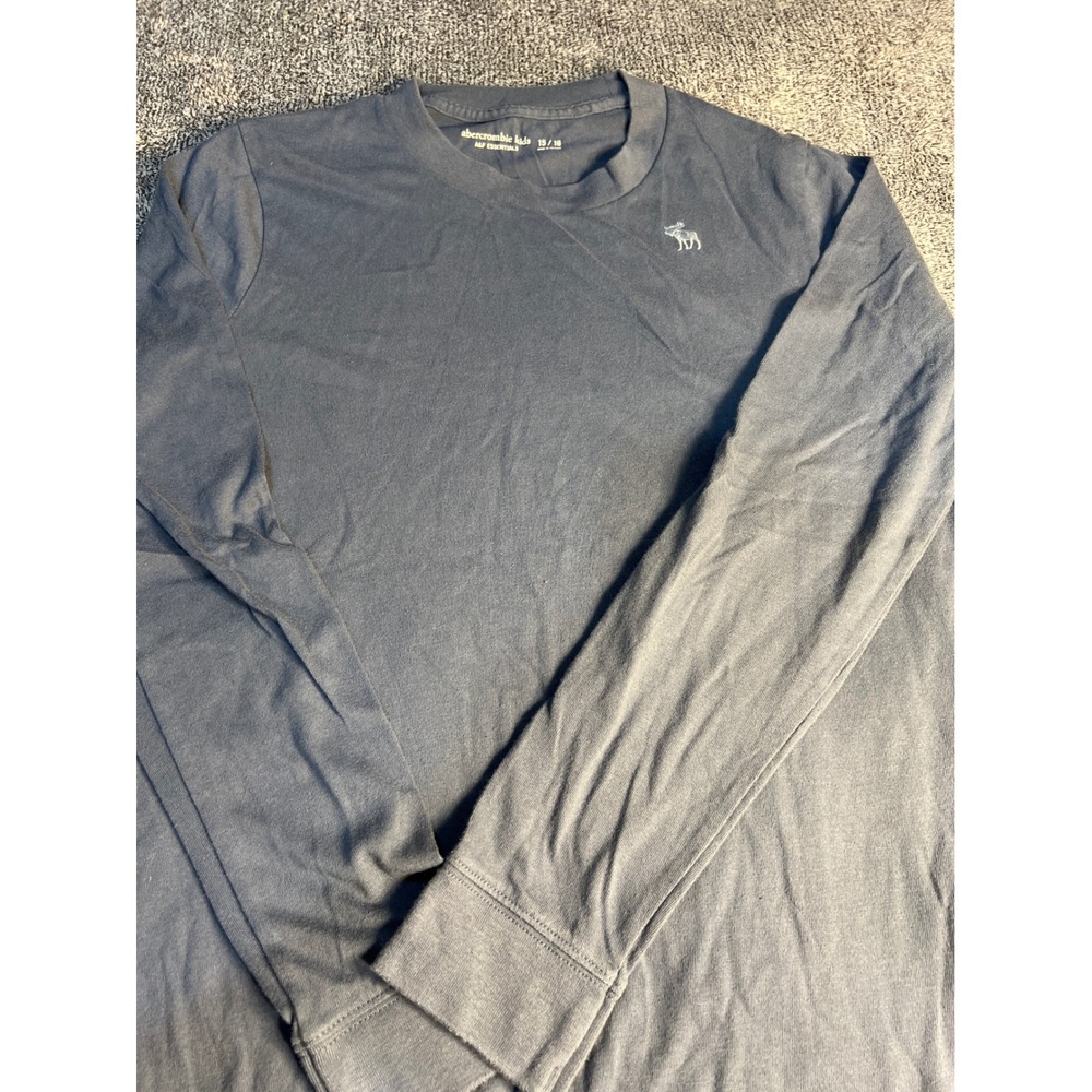 Abercrombie Kids Navy Blue Long Sleeve A&F Essentials Moose Logo Tee Size 15/16
